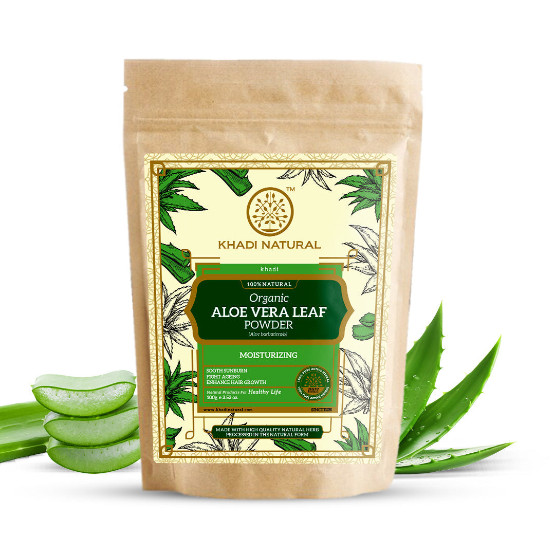 Khadi Natural Organic Aloe Vera Leaf Powder For Hair Care- 100% Natural - 100gm - Image 6 - Buy from Indicrest
