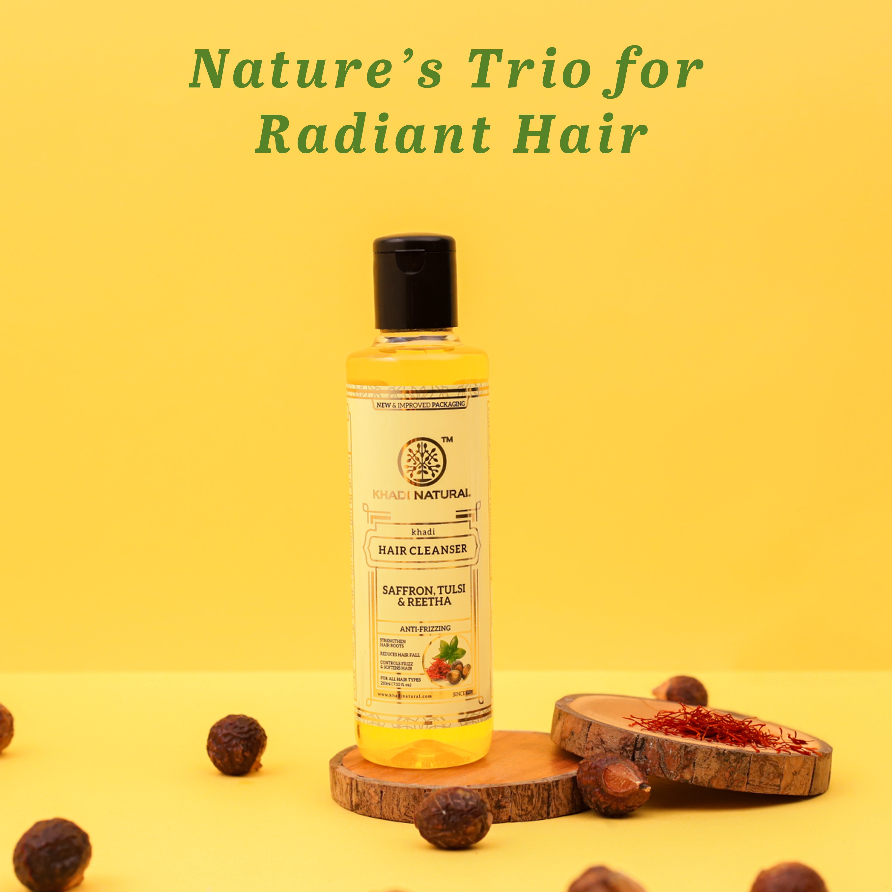 Khadi Natural Saffron Tulsi & Reetha Hair Cleanser - 210ml - Image 10 - Buy from Indicrest