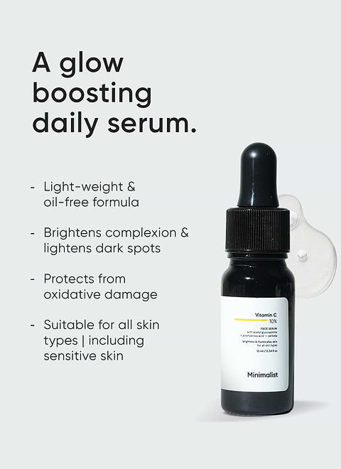 Minimalist The Daily Radiance Ritual 3x Kit 50ml For Boost of glow, brightens skin tone &amp; minimize UV damage, Cleanser 30ml + Vitamin C 10% 10ml + Light Fluid SPF 50 10ml - Image 2 - Buy from Indicrest