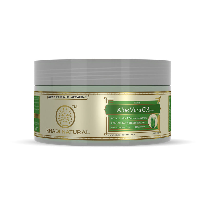 Khadi Natural Aloe Vera (Green) Facial Massage Gel With Licorice & Cucumber Extracts - Fresh & Hydrated - 200gm - Buy from Indicrest