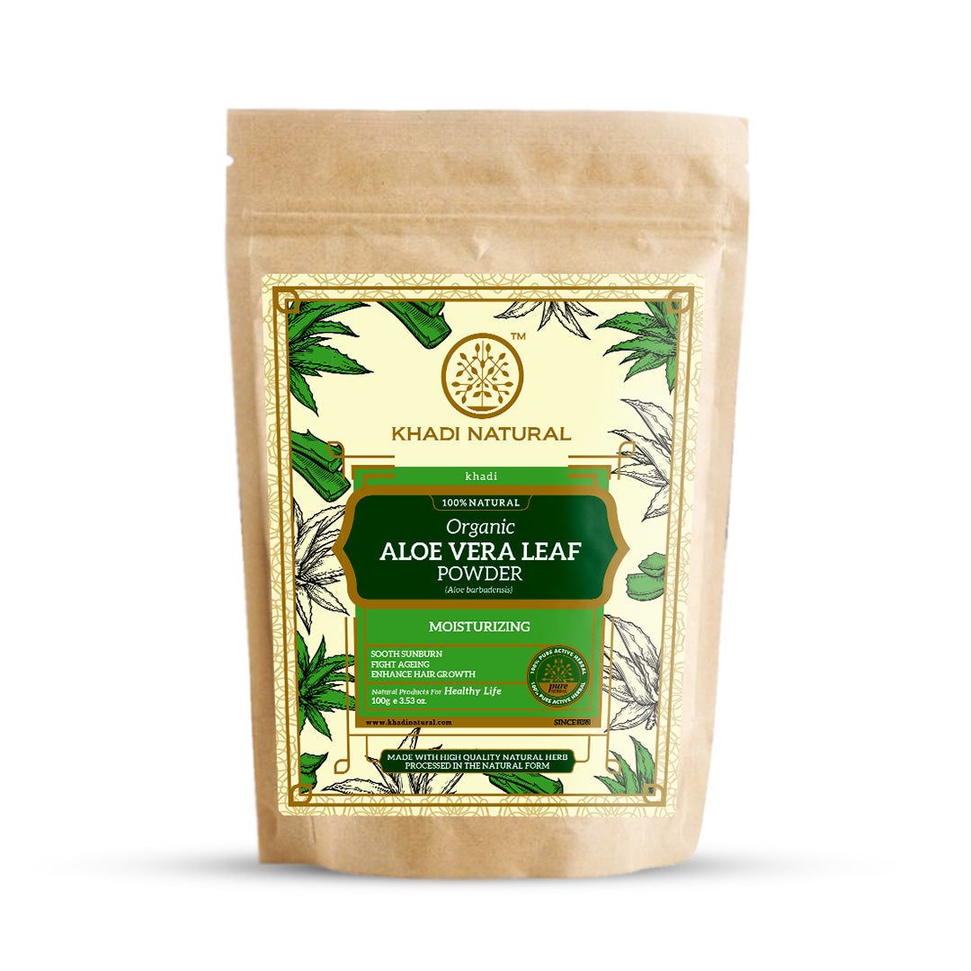 Khadi Natural Organic Aloe Vera Leaf Powder For Hair Care- 100% Natural - 100gm - Image 5 - Buy from Indicrest