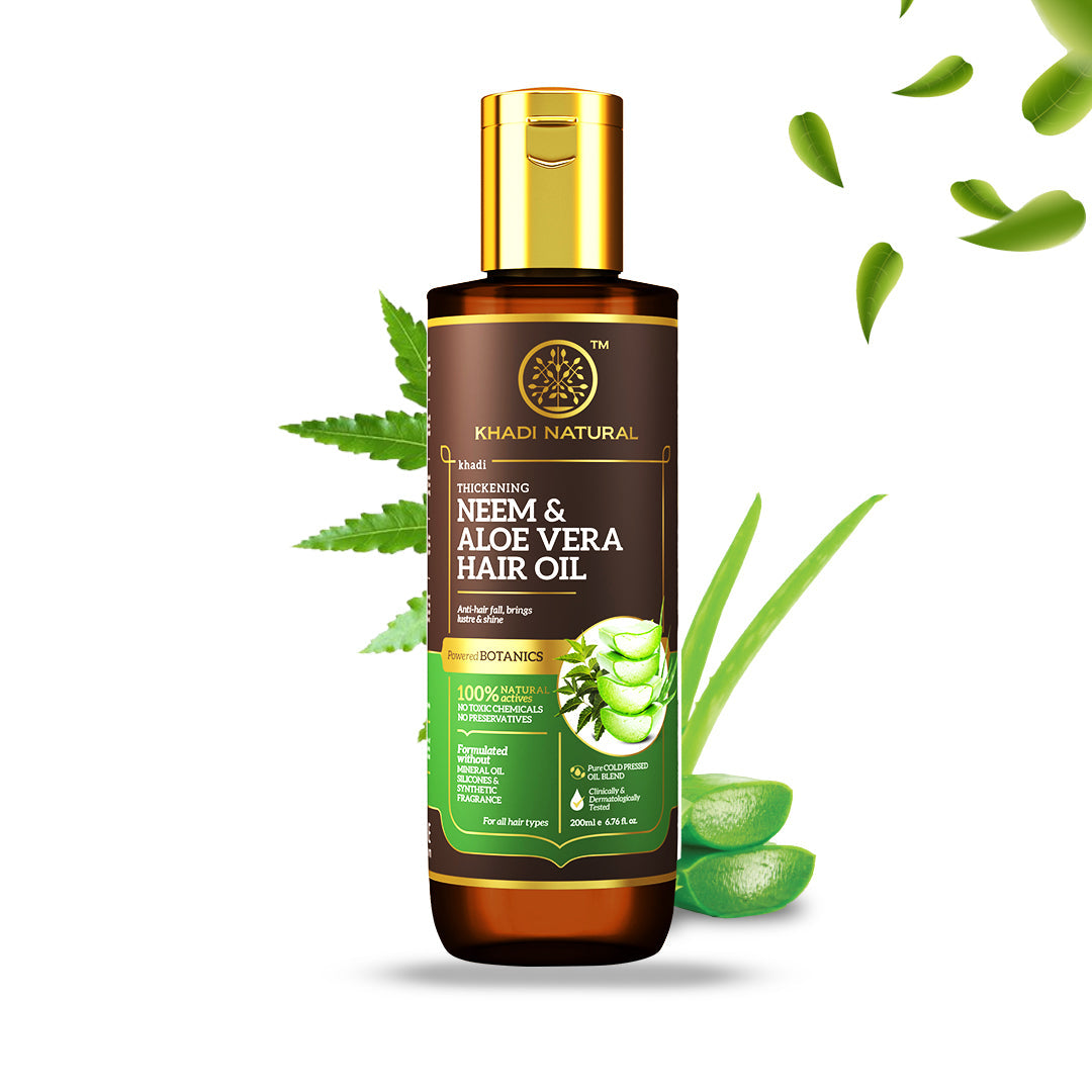 Khadi Natural Neem & Aloe Vera Hair Oil - Mineral Oil, Silicones, Synthetic Fragrance Free - 200ml - Image 3 - Buy from Indicrest