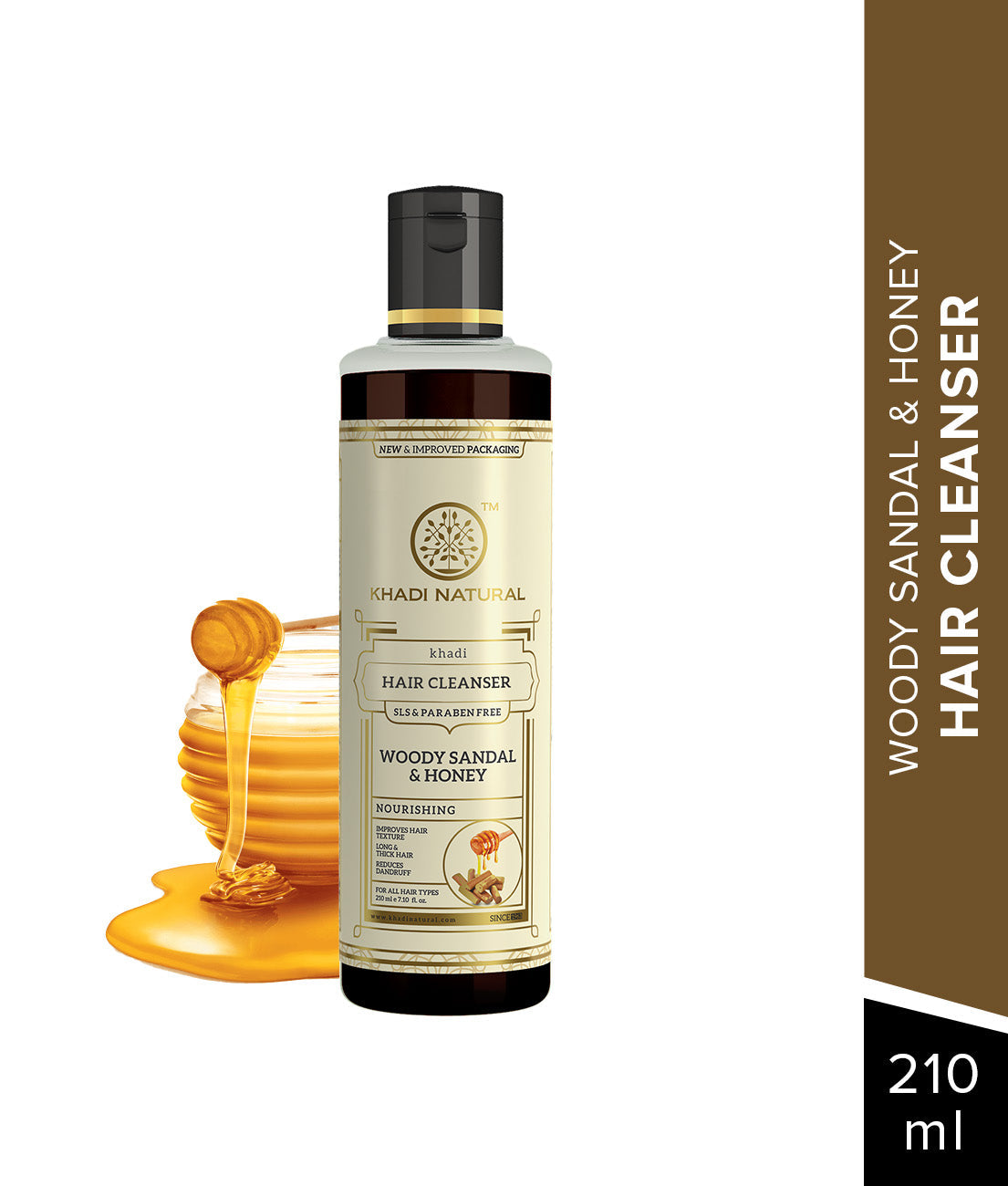 Khadi Natural Woody Sandal & Honey Hair Cleanser SLS & Paraben Free - 210ml - Image 7 - Buy from Indicrest