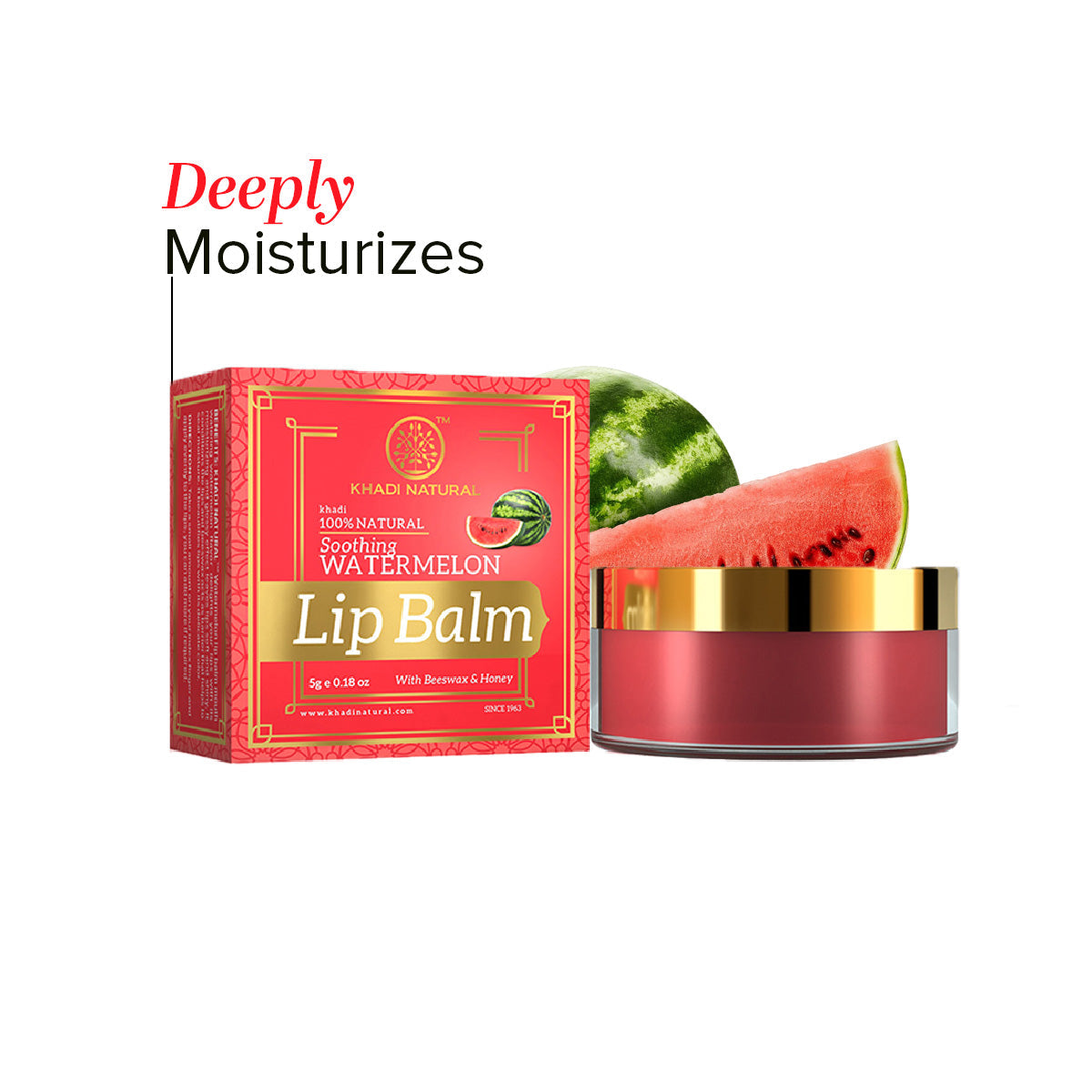 Khadi Natural Watermelon Lip Balm - With Beeswax & Honey Combo Pack Of 3 - 5g Each - Image 8 - Buy from Indicrest