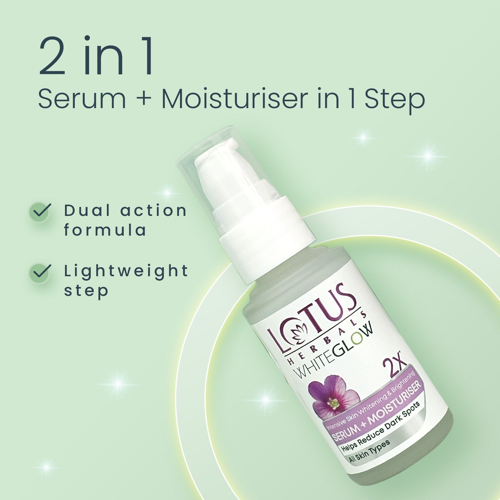 Lotus Herbals WhiteGlow Skin Brightening Serum+ Moisturiser, 30ml
