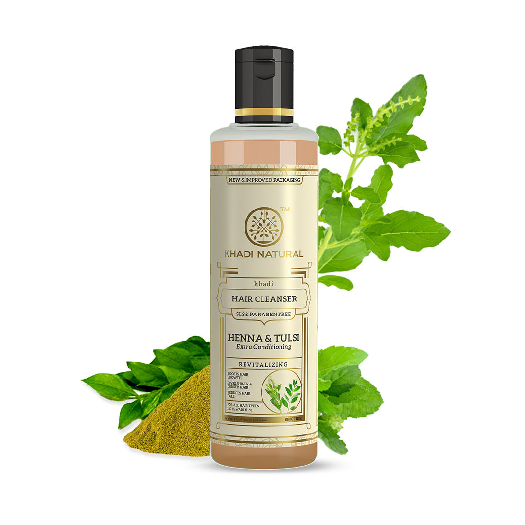 Khadi Natural Heena & Tulsi Extra Hair Conditioning Cleanser SLS & Paraben Free - 210ml Sale - Image 5 - Buy from Indicrest