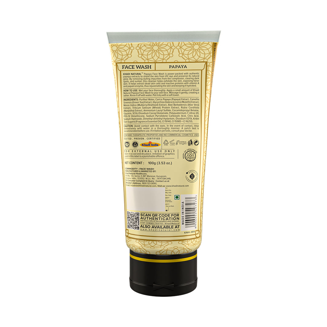 Khadi Natural Papaya Face Wash SLS & Paraben Free - 100gm - Image 5 - Buy from Indicrest