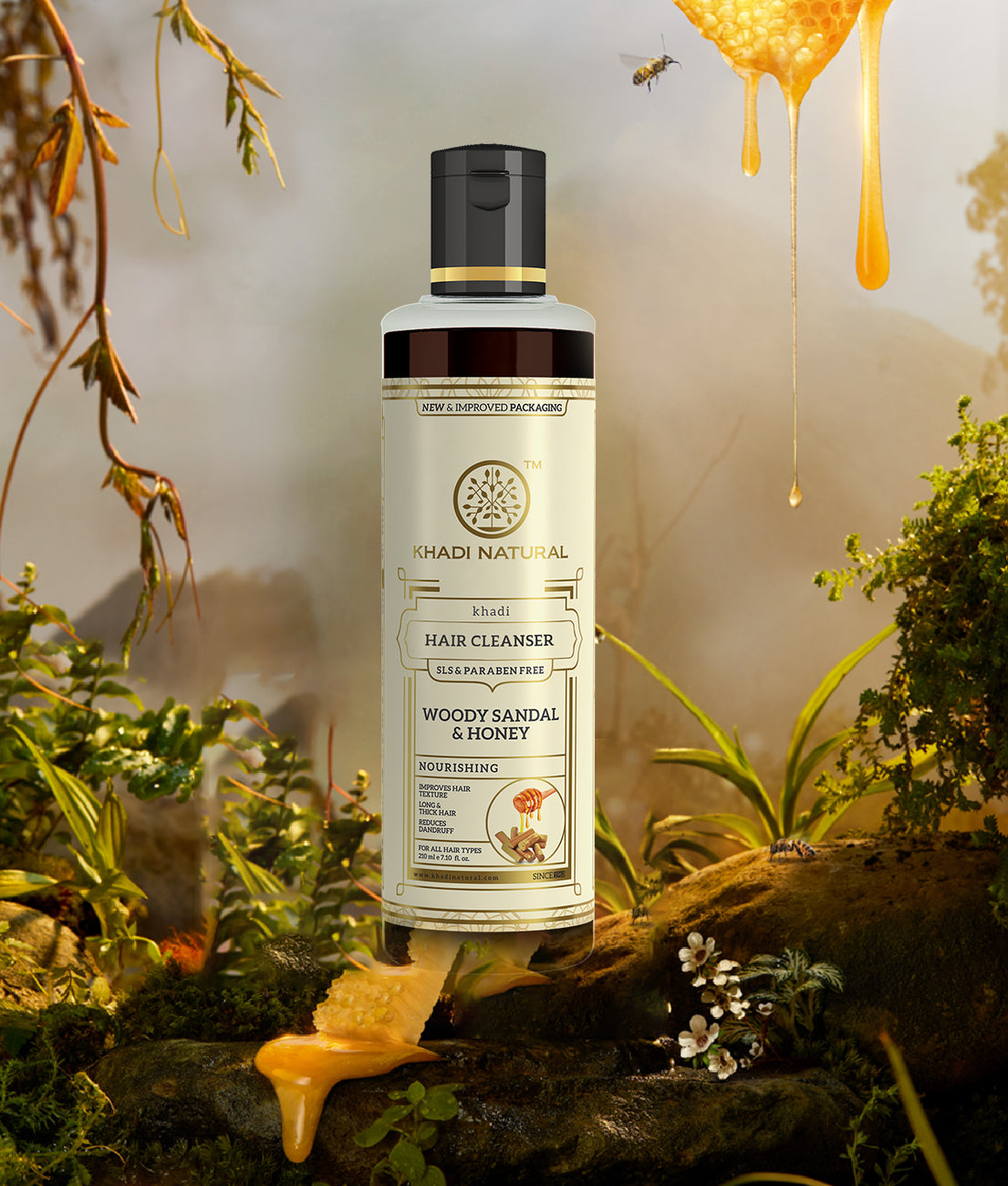 Khadi Natural Woody Sandal & Honey Hair Cleanser SLS & Paraben Free - 210ml - Image 8 - Buy from Indicrest
