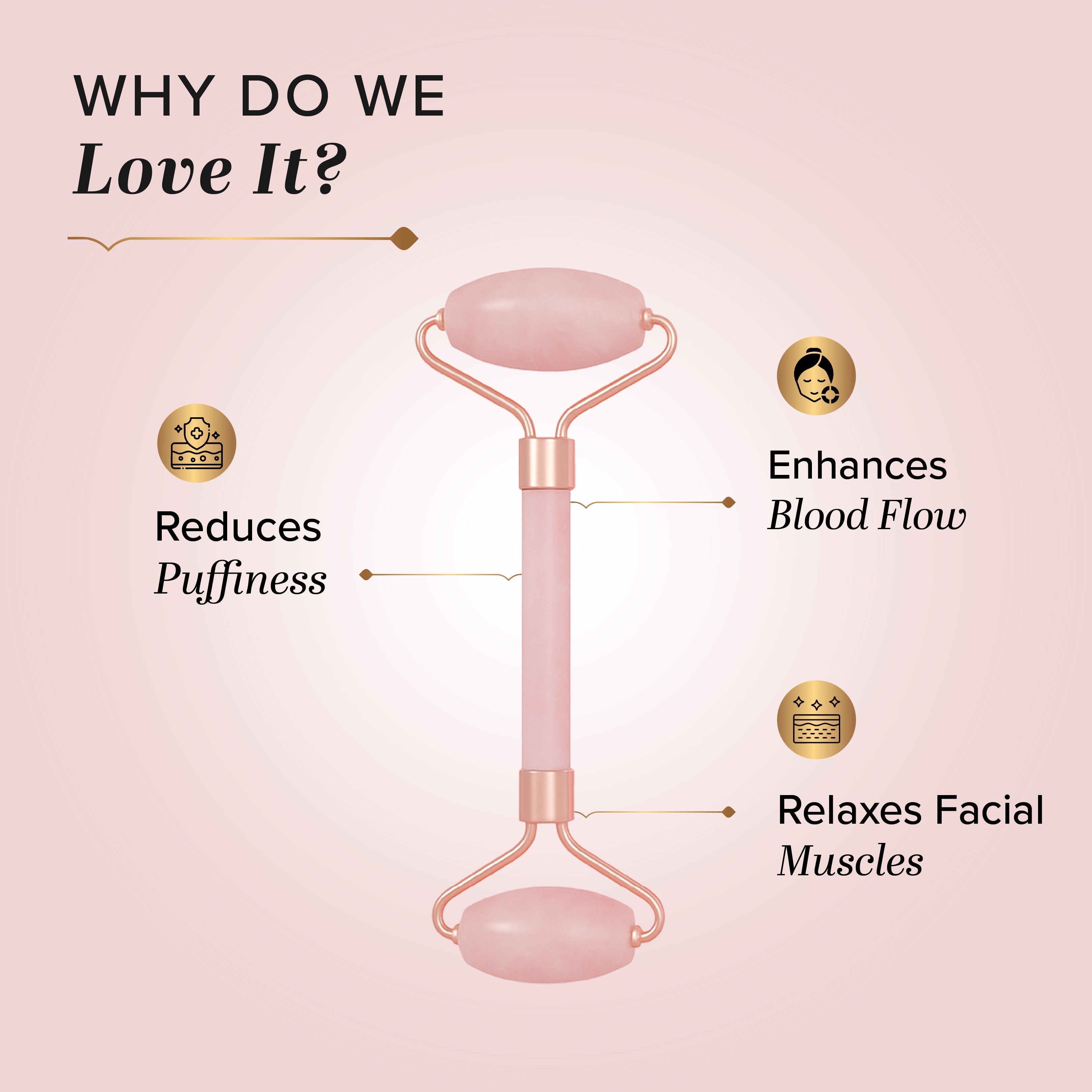 Khadi Natural Rose Quartz Facial Roller - Image 2 - Buy from Indicrest