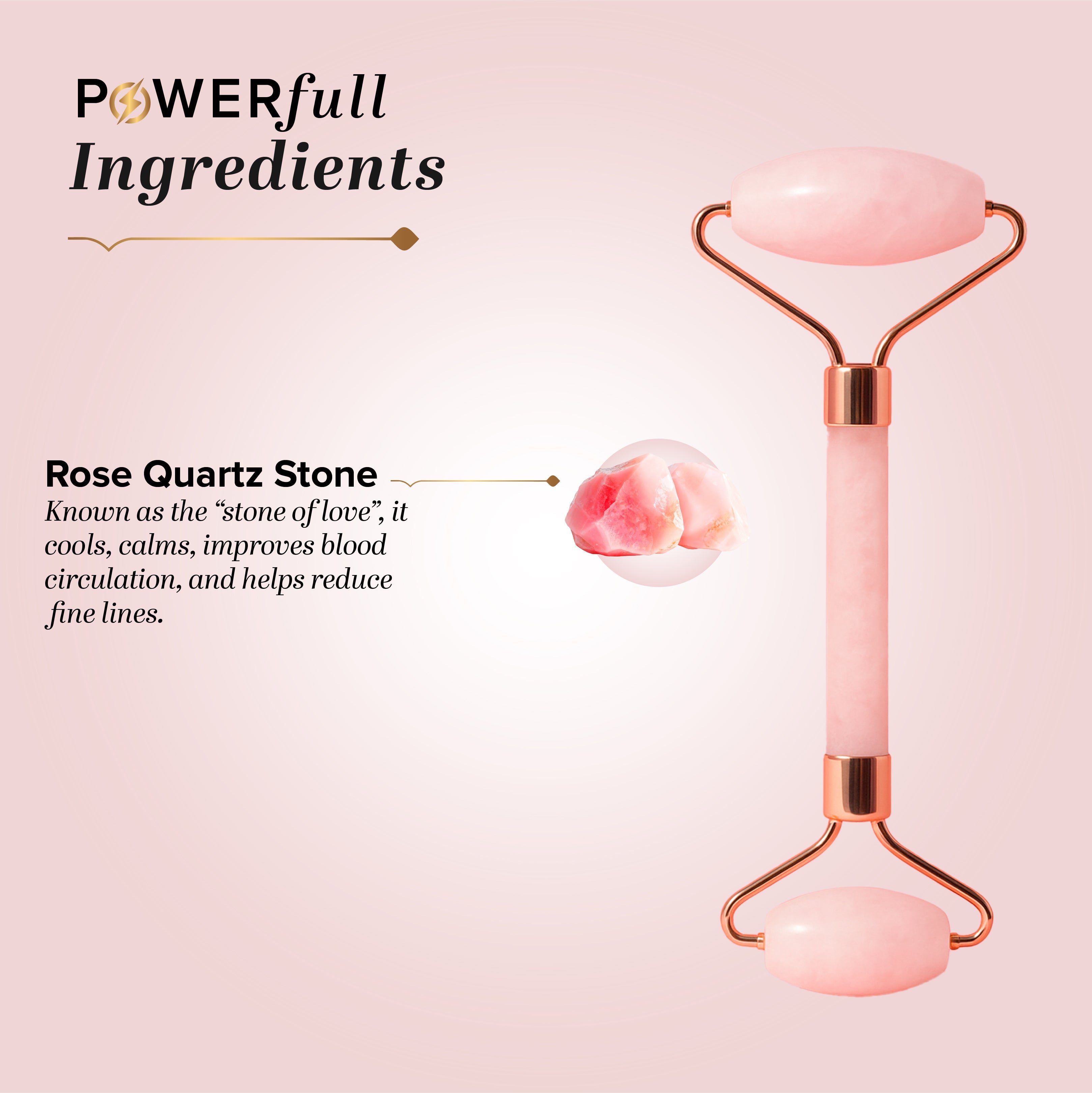 Khadi Natural Rose Quartz Facial Roller - Image 3 - Buy from Indicrest