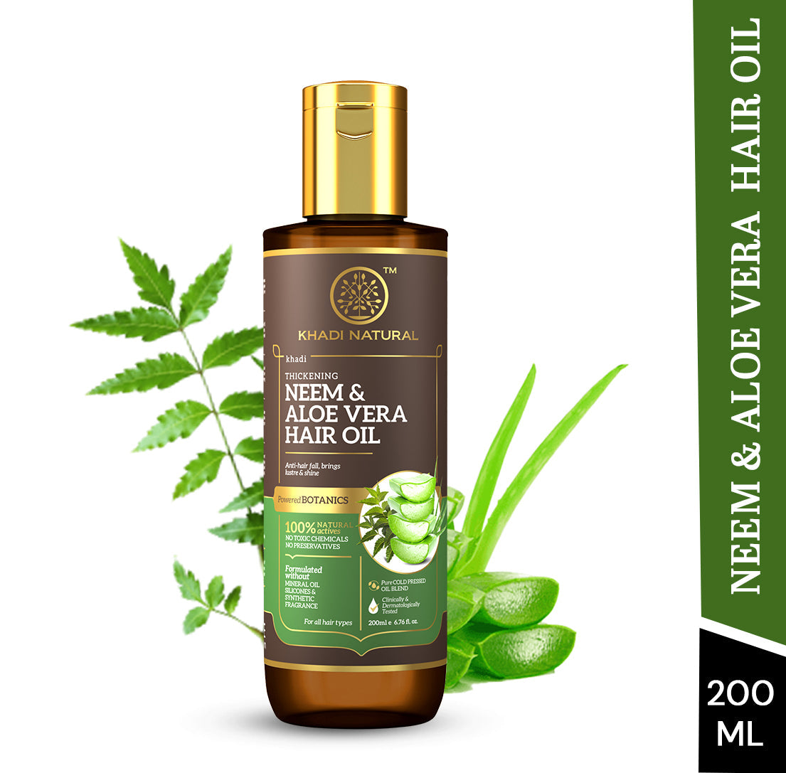 Khadi Natural Neem & Aloe Vera Hair Oil - Mineral Oil, Silicones, Synthetic Fragrance Free - 200ml - Image 4 - Buy from Indicrest