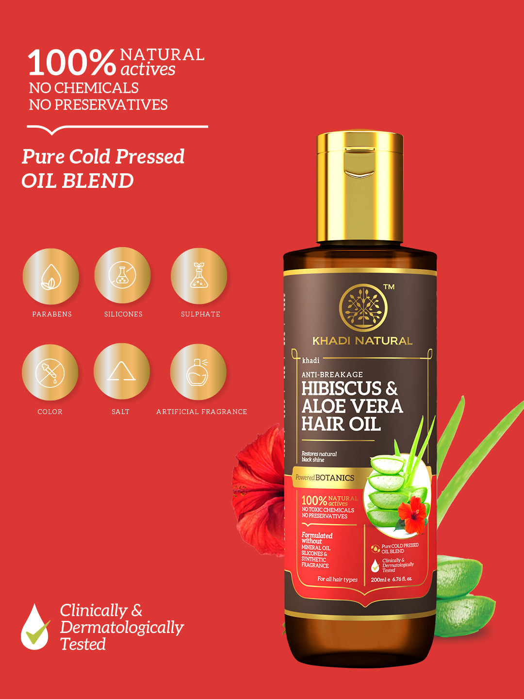 Khadi Natural Hibiscus & Aloe Vera Hair Oil - Mineral Oil, Silicones, Synthetic Fragrance Free - 200ml - Image 11 - Buy from Indicrest