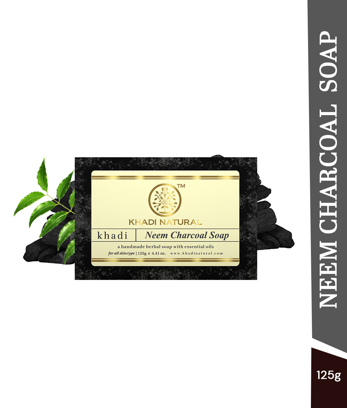 Khadi Natural Neem Charcoal Soap - 125gm - Image 7 - Buy from Indicrest