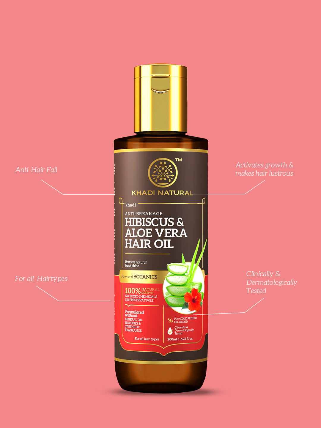 Khadi Natural Hibiscus & Aloe Vera Hair Oil - Mineral Oil, Silicones, Synthetic Fragrance Free - 200ml - Image 10 - Buy from Indicrest
