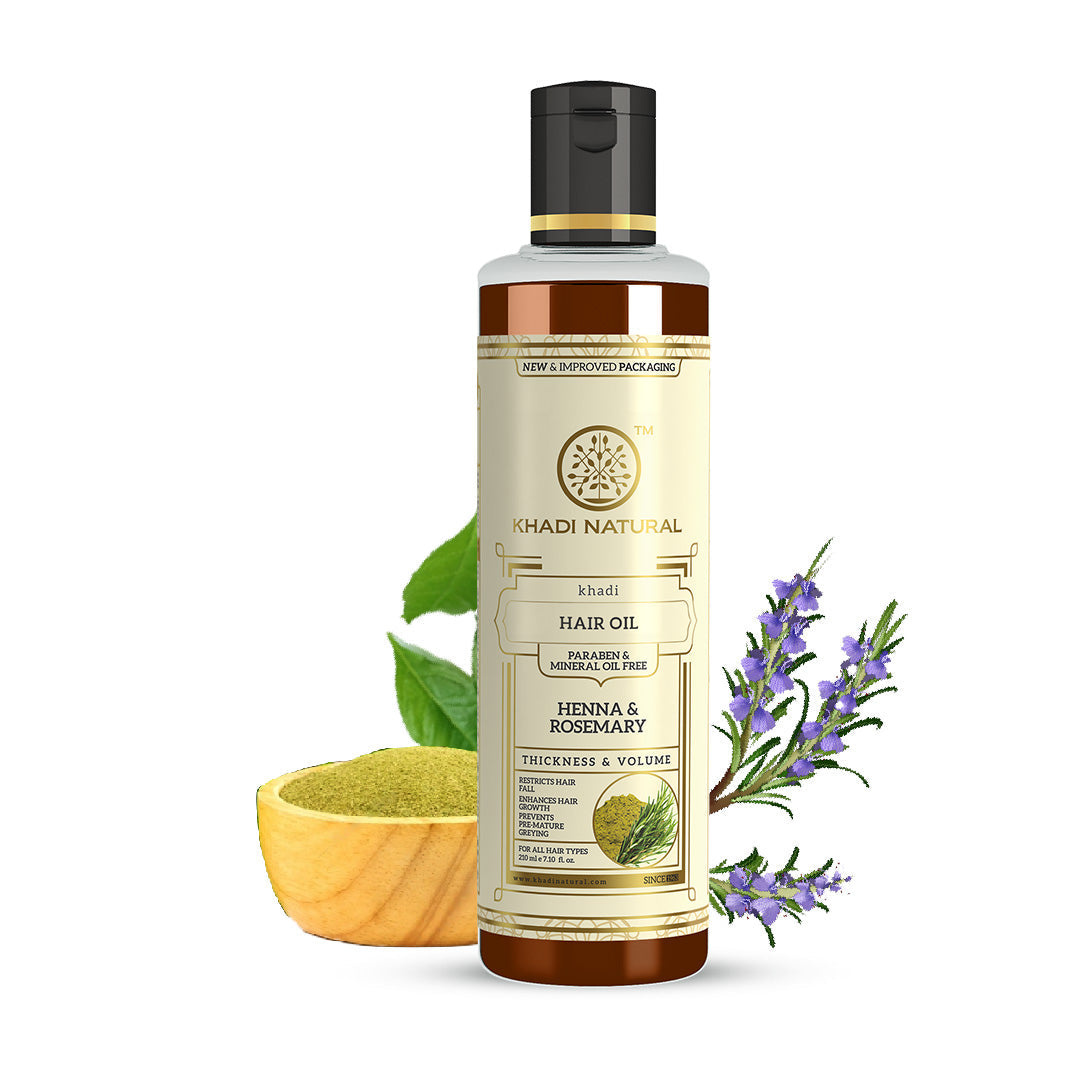 Khadi Natural Henna & Rosemary Hair Oil – Paraben & Mineral Oil Free (210ml) - Image 5 - Buy from Indicrest