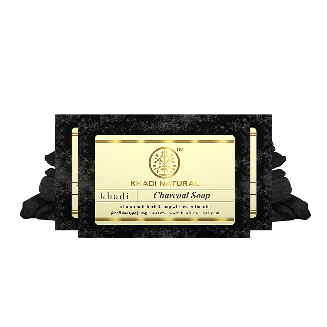 Khadi Natural Herbal Charcoal Soap Combo Pack Of 3 – 125gm Each - Image 5 - Buy from Indicrest