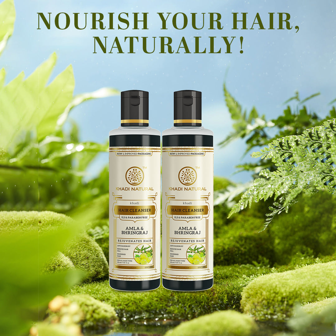 Khadi Natural Amla & Bhringraj Hair Cleanser-SLS/Paraben Free Combo Pack of 2 - 210ml each - Image 2 - Buy from Indicrest
