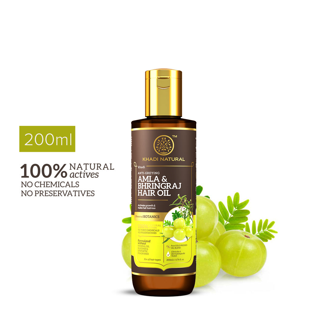 Khadi Natural Amla & Bhringraj Hair Oil - Mineral Oil, Silicones, Synthetic Fragrance Free - 200ml - Image 13 - Buy from Indicrest