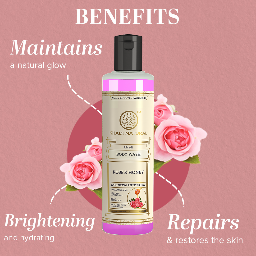 Khadi Natural Rose & Honey Body Wash - 210ml - Image 2 - Buy from Indicrest
