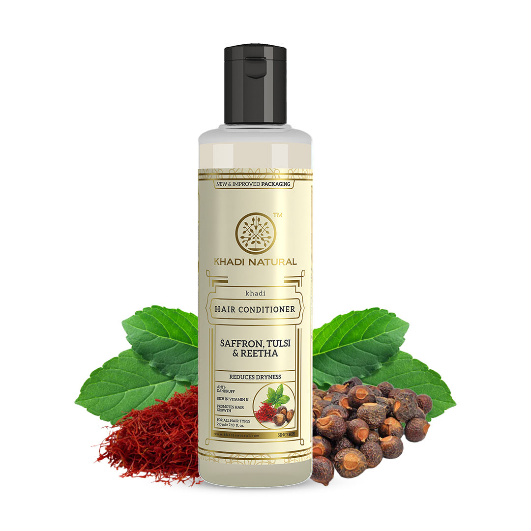 Khadi Natural Saffron Tulsi & Reetha Hair Conditioner - 210ml - Image 6 - Buy from Indicrest