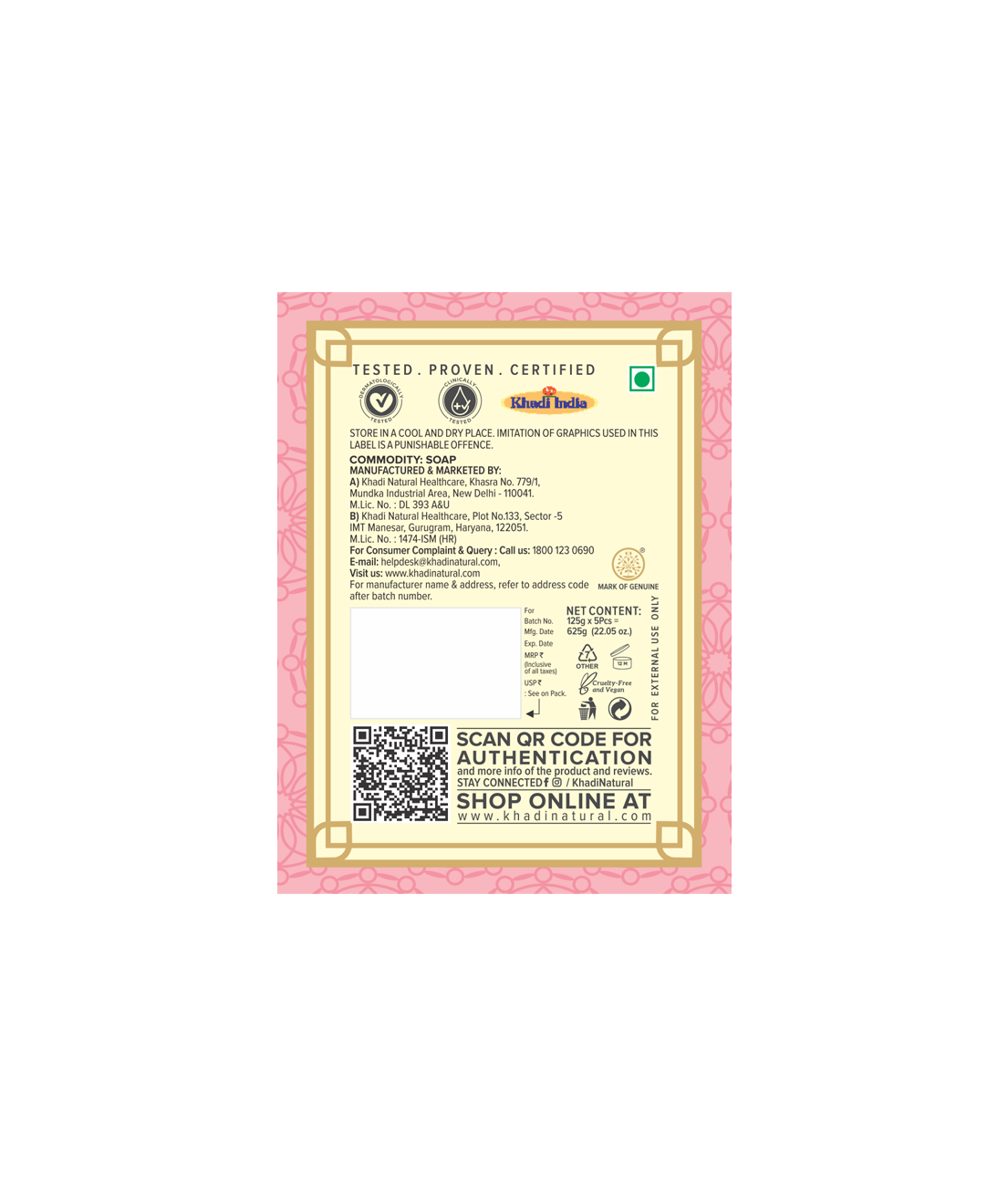 Khadi Natural Rosewater Soap Combo Pack Of 5 – 125gm Each - Image 5 - Buy from Indicrest