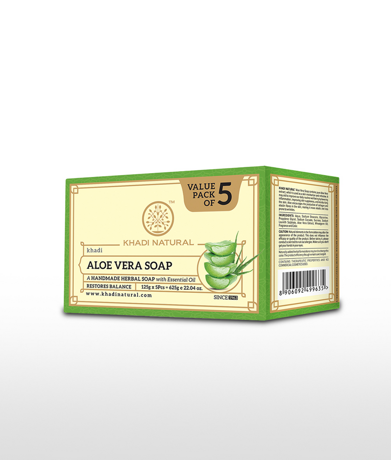 Khadi Natural Aloe Vera Soap Combo Pack Of 5 – 125gm Each - Buy from Indicrest