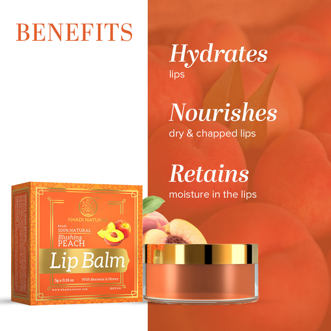 Khadi Natural Peach Lip Balm - 5gm - Image 2 - Buy from Indicrest