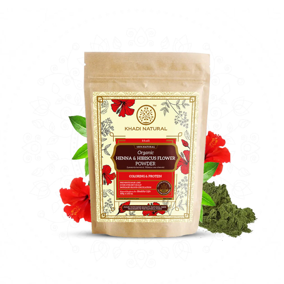 Khadi Natural Organic Henna & Hibiscus Flower Hair Coloring Powder - 100% Natural - 100gm - Image 6 - Buy from Indicrest
