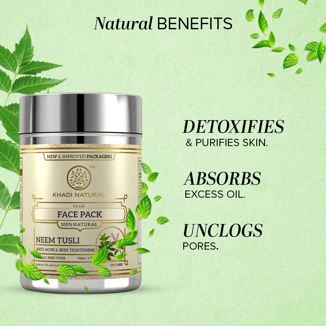 Khadi Natural Neem Tulsi Face Pack - 50gm - Image 2 - Buy from Indicrest
