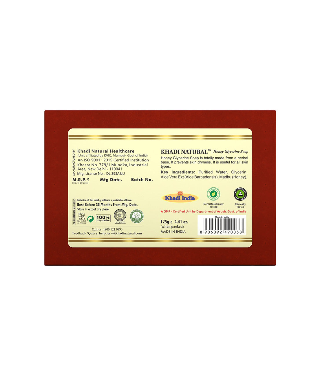 Khadi Natural Honey Glycerine Soap 125gm - Image 5 - Buy from Indicrest