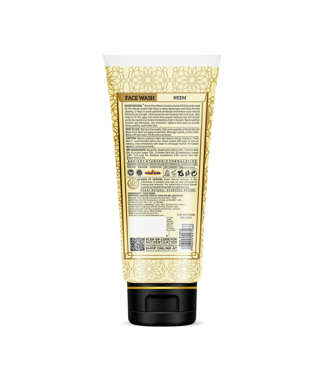 Khadi Natural Neem Face Wash SLS & Paraben Free - 100gm - Image 6 - Buy from Indicrest