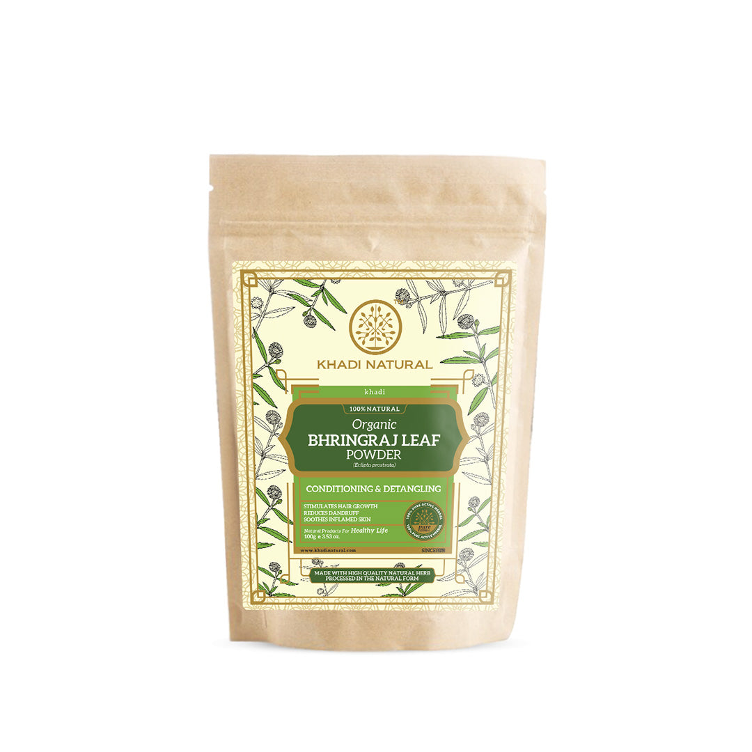 Khadi Natural Organic Bhringraj Leaf Powder For Hair - 100% Natural - 100gm - Image 5 - Buy from Indicrest