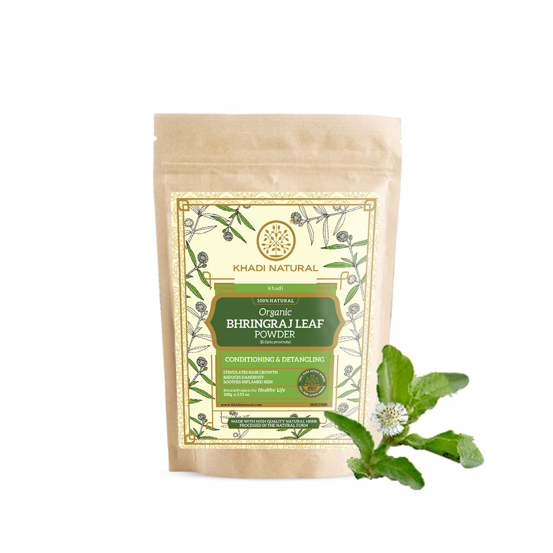 Khadi Natural Organic Bhringraj Leaf Powder For Hair - 100% Natural - 100gm - Image 6 - Buy from Indicrest