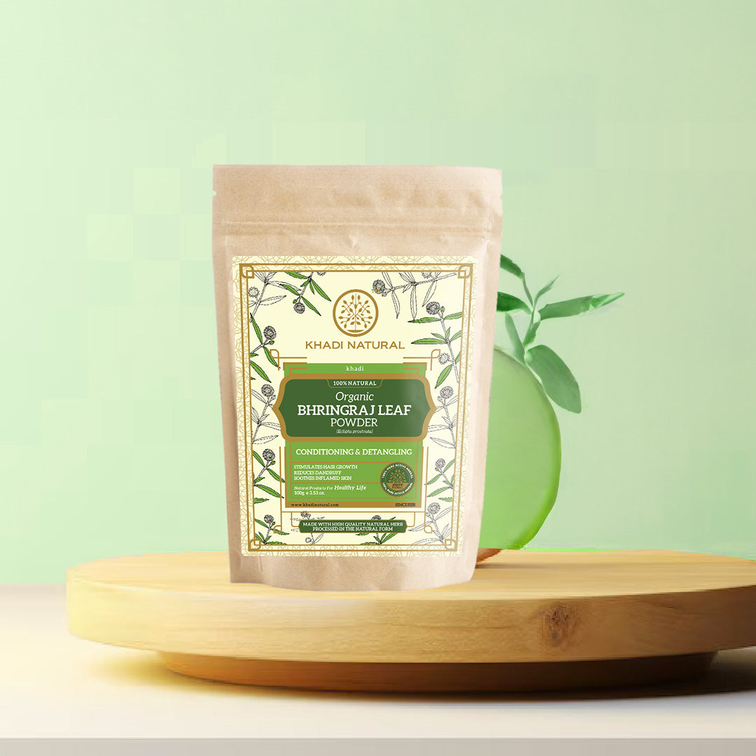 Khadi Natural Organic Bhringraj Leaf Powder For Hair - 100% Natural - 100gm - Image 7 - Buy from Indicrest