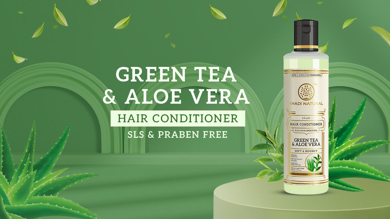 Khadi Natural Herbal Green Tea & Aloevera Hair Conditioner SLS & Paraben Free - 210ml - Image 6 - Buy from Indicrest