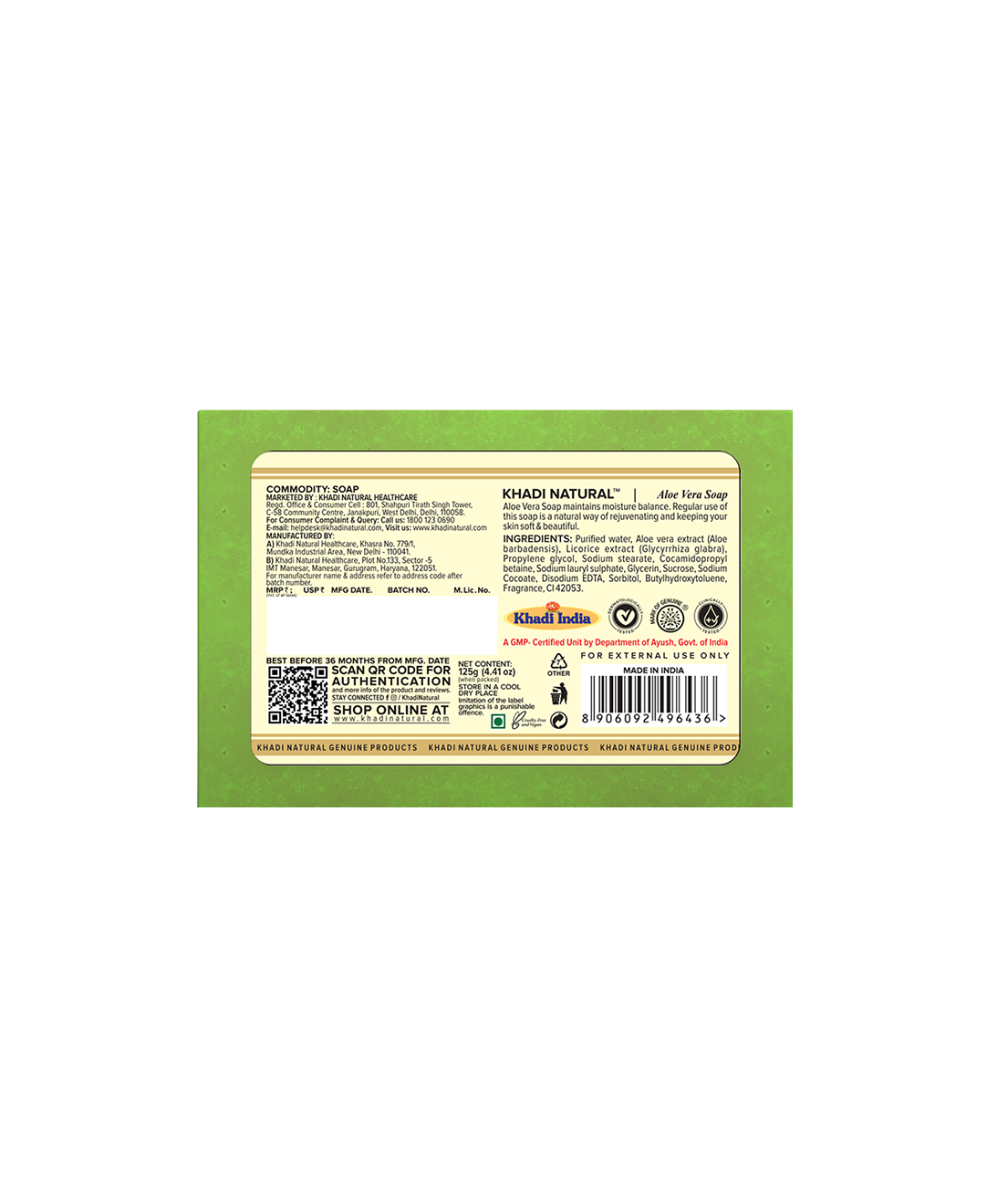 Khadi Natural Herbal Aloevera Soap - 125gm - Image 5 - Buy from Indicrest