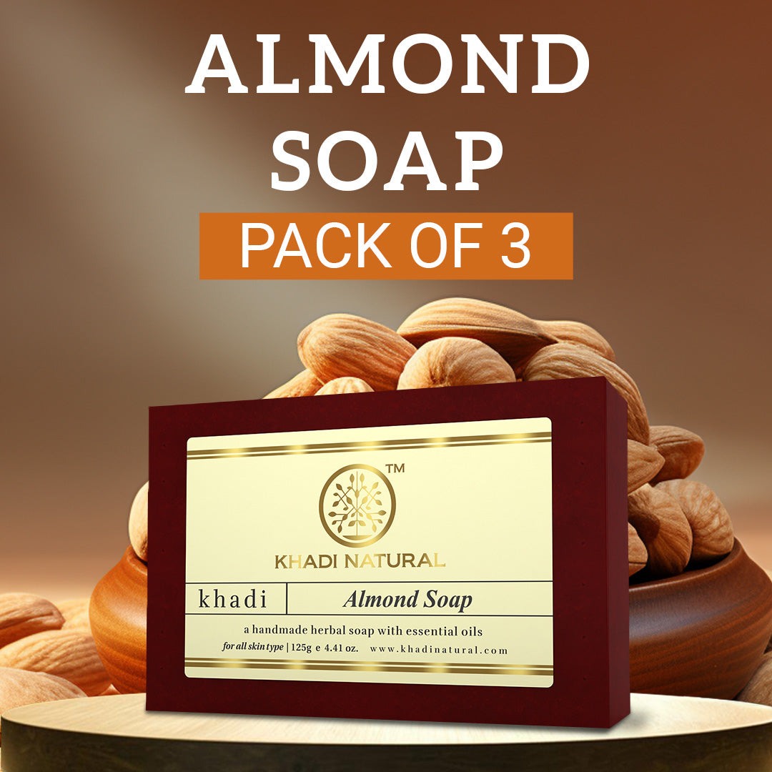 Khadi Natural Almond Soap Combo Pack Of 3 – 125gm Each - Image 7 - Buy from Indicrest