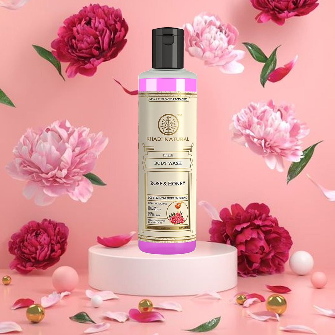 Khadi Natural Rose & Honey Body Wash - 210ml - Image 5 - Buy from Indicrest