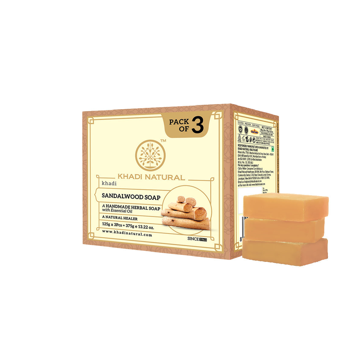 Khadi Natural Herbal Sandalwood Soap - 125gm - Image 8 - Buy from Indicrest