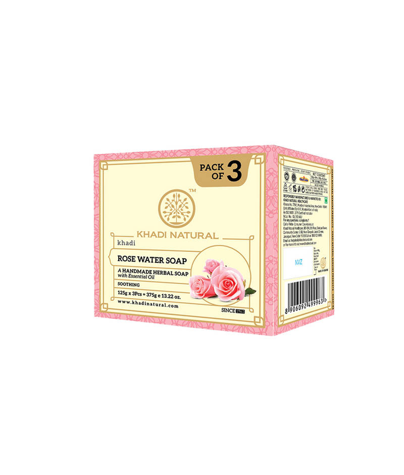 Khadi Natural Rosewater Soap Combo Pack Of 3 – 125gm Each - Buy from Indicrest