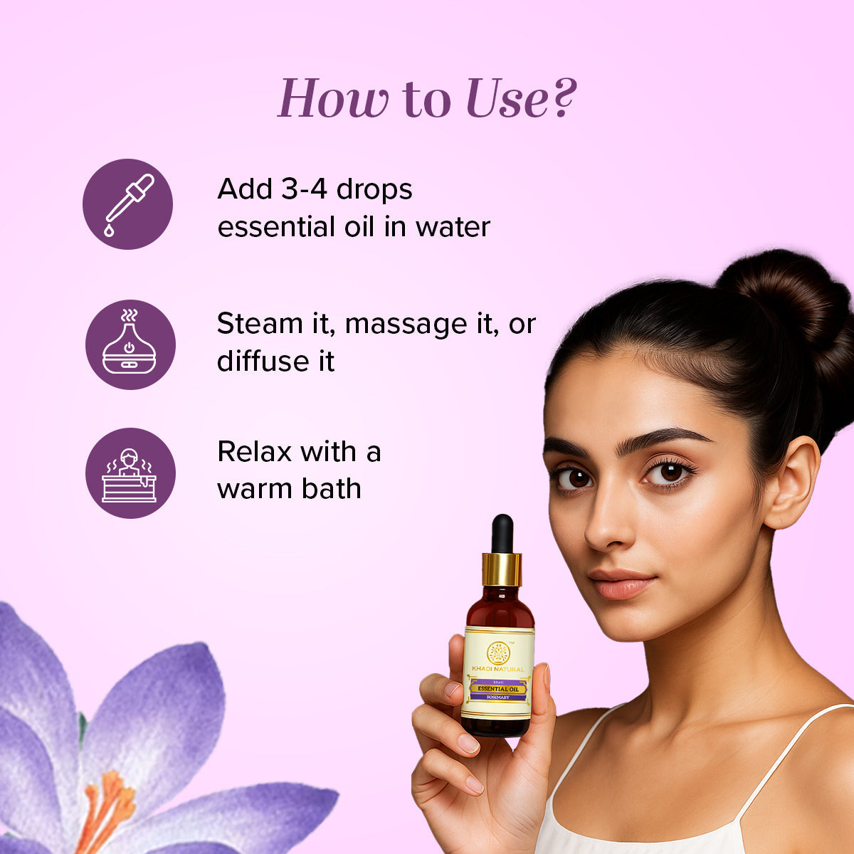 Khadi Natural Herbal Rosemary Essential Oil - 15ml - Image 4 - Buy from Indicrest