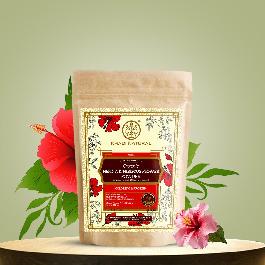 Khadi Natural Organic Henna & Hibiscus Flower Hair Coloring Powder - 100% Natural - 100gm - Image 7 - Buy from Indicrest