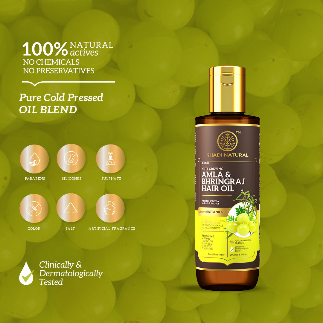 Khadi Natural Amla & Bhringraj Hair Oil - Mineral Oil, Silicones, Synthetic Fragrance Free - 200ml - Image 14 - Buy from Indicrest