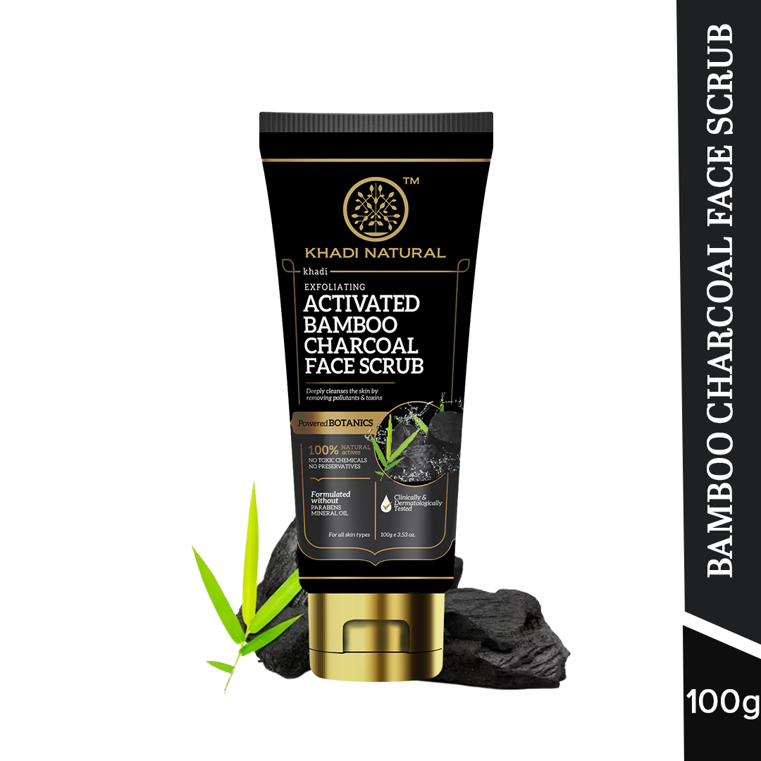 Khadi Natural Activated Bamboo Charcoal Face Scrub - 100gm - Image 7 - Buy from Indicrest