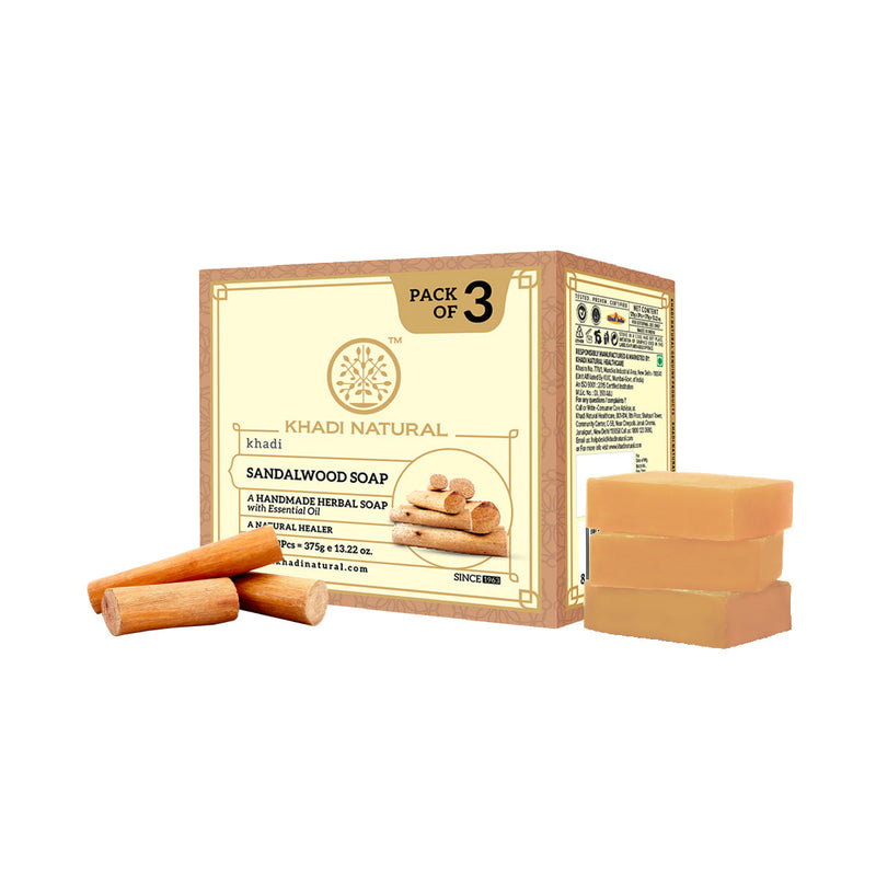 Khadi Natural Herbal Sandalwood Soap Combo Pack Of 3 – 125gm Each - Buy from Indicrest