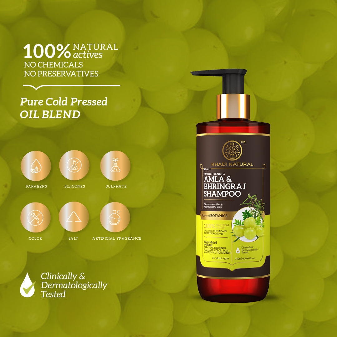 Khadi Natural Amla & Bhringraj Hair Cleanser - SLS, Parabens, Color, Salt & Artificial Fragrance Free - 310ml - Image 8 - Buy from Indicrest