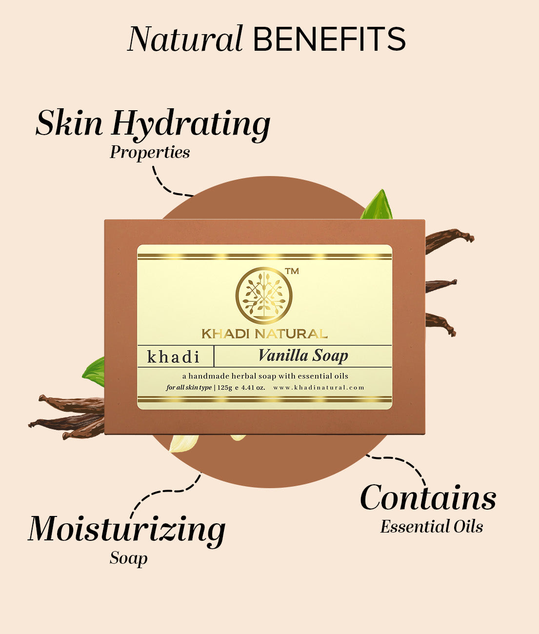 Khadi Natural Vanilla Soap - 125gm - Image 2 - Buy from Indicrest