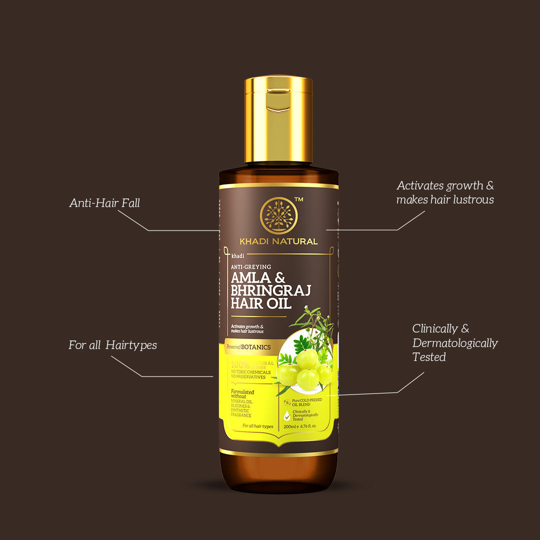 Khadi Natural Amla & Bhringraj Hair Oil - Mineral Oil, Silicones, Synthetic Fragrance Free - 200ml - Image 8 - Buy from Indicrest