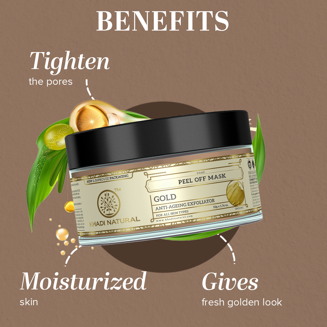 Khadi Natural Gold Peel Off Mask - 50gm - Image 2 - Buy from Indicrest