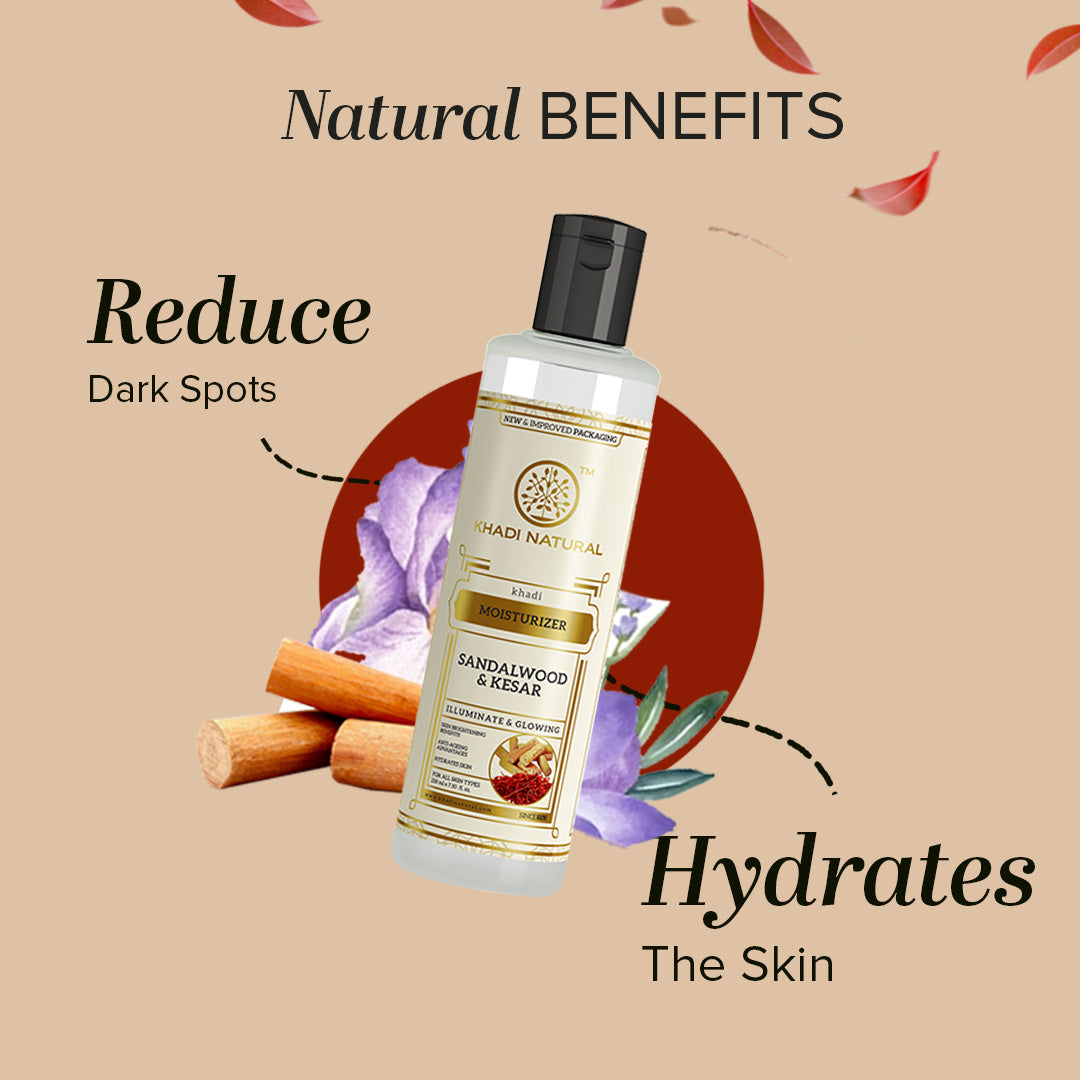 Khadi Natural Sandalwood & Kesar Moisturizer Combo Pack of 2 - 210ml Each - Image 2 - Buy from Indicrest
